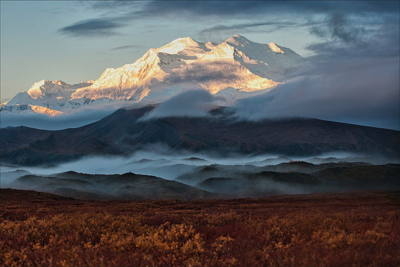 Denali Natl Park, AK Denali Sunrise below Eielson